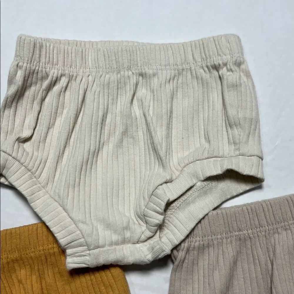 Cloud Island set of 3 Neutral cotton ribbed diaper covers size 0-3 months NWOT